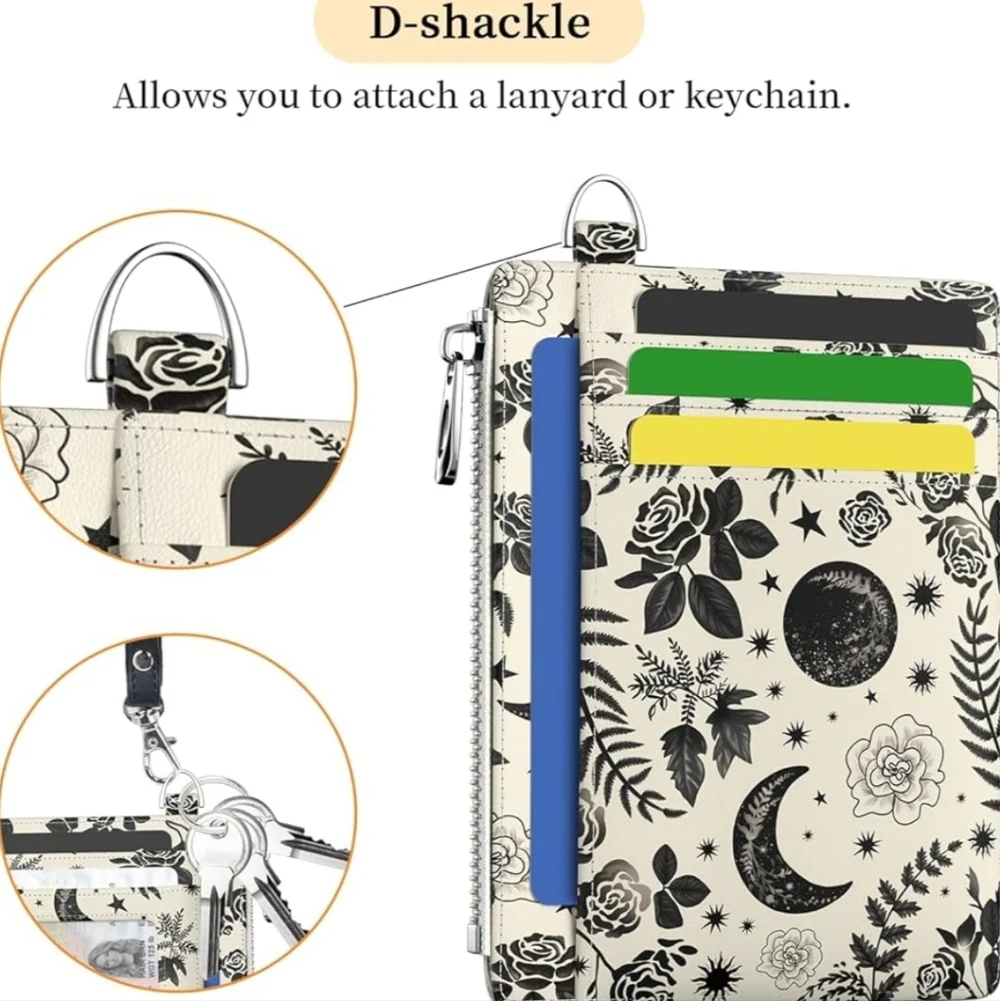 Floral Moon Card Holder Wallet